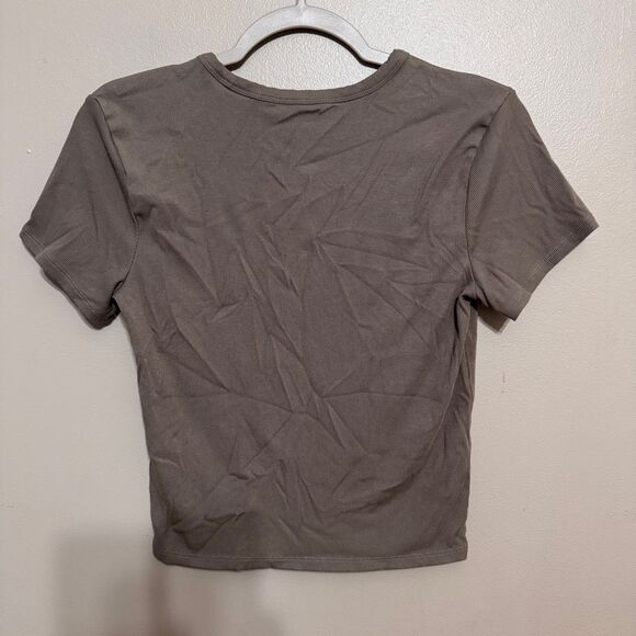 Athleta Signature Rib Crop Tee green brown size medium - Picture 3 of 7